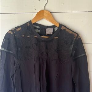 Anthropologie Vanessa Virginia Black Lace Blouse